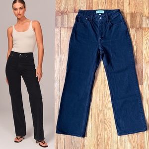 Abercrombie High Rise 90s Relaxed Jean Black Straight Leg Curve Love 26/2 XS